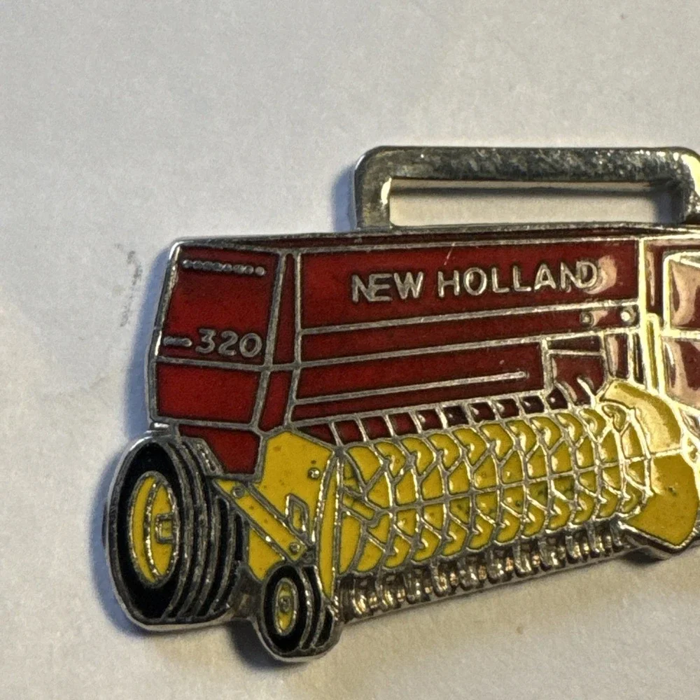 Vintage Red Farm Hay Baler Machine Watch Fob Key Chain Charm Pendant Free Ship